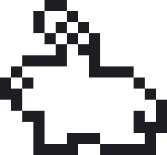 すわりうさぎのドット絵（白黒）