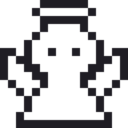 クリスマスの天使のドット絵（白黒）