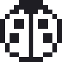 てんとう虫のドット絵（白黒）