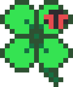 てんとう虫と四つ葉のクローバーのドット絵