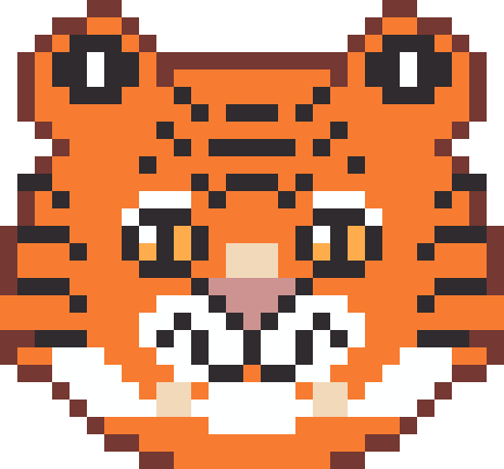 トラの顔（リアル）のドット絵