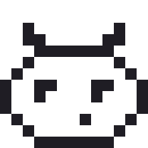 宇宙人のドット絵（白黒）
