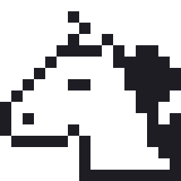 ユニコーン（横顔）のドット絵（白黒）