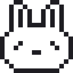 うさぎのドット絵（白黒）