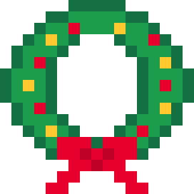 クリスマスリースのドット絵