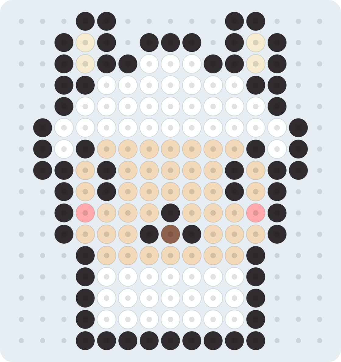 アルパカのアイロンビーズ図案(2.6mm・15×16粒・6色)