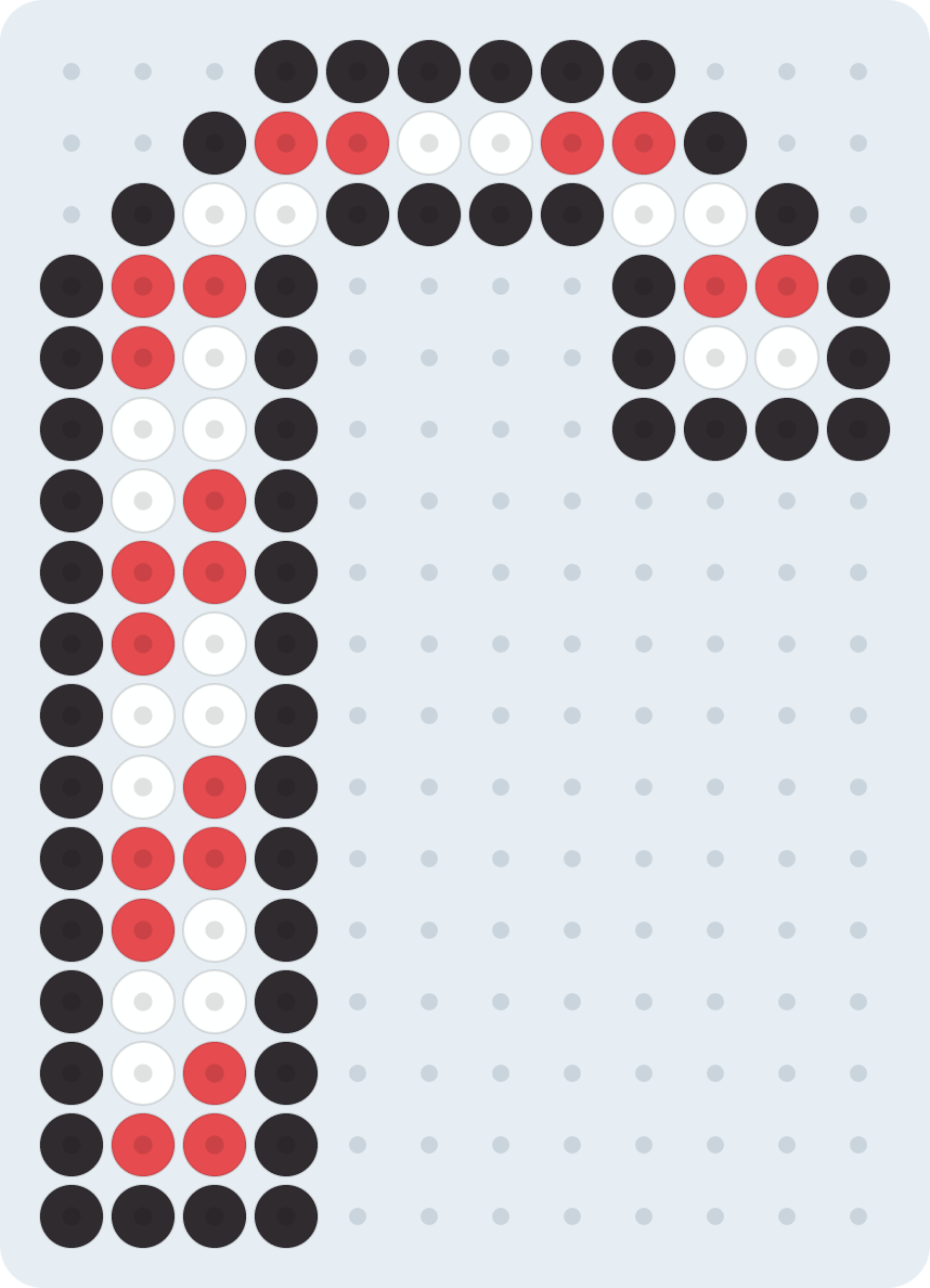 Candy Cane fuse bead pattern (2.6 mm, 12×17 beads, 3 colors)