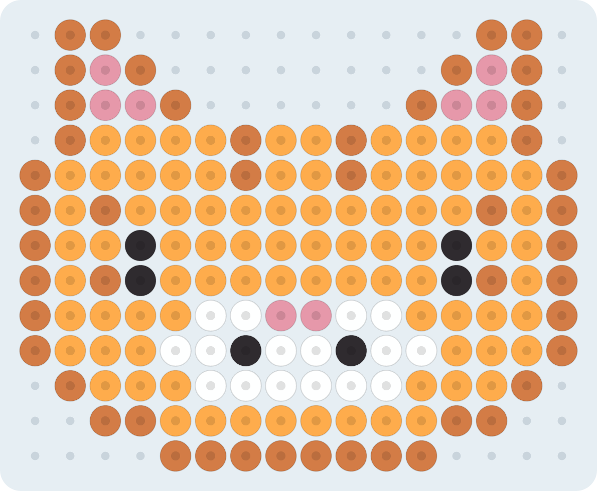 Gato atigrado naranja: patrón de hama beads (2,6 mm, 16×13 cuentas, 5 colores)