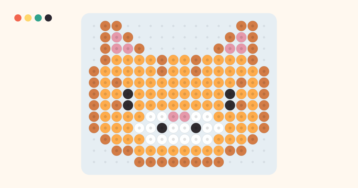茶トラねこのアイロンビーズ図案（16×13粒・5色）