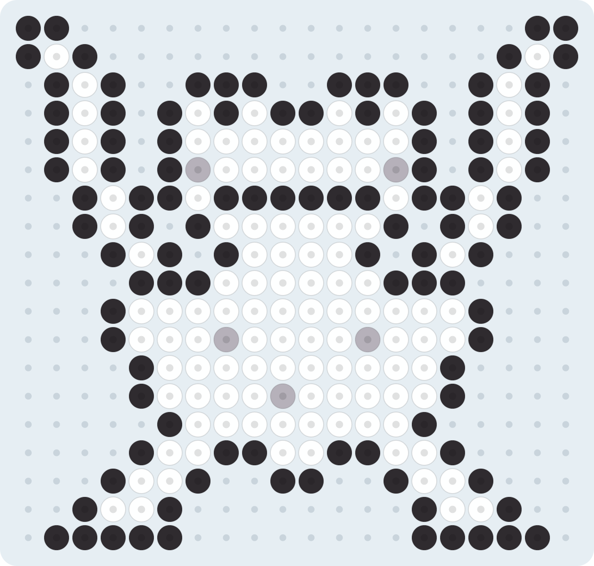 Frog from the Choju-giga scrolls Perler bead pattern (2.6 mm, 20×19 beads, 3 colors)