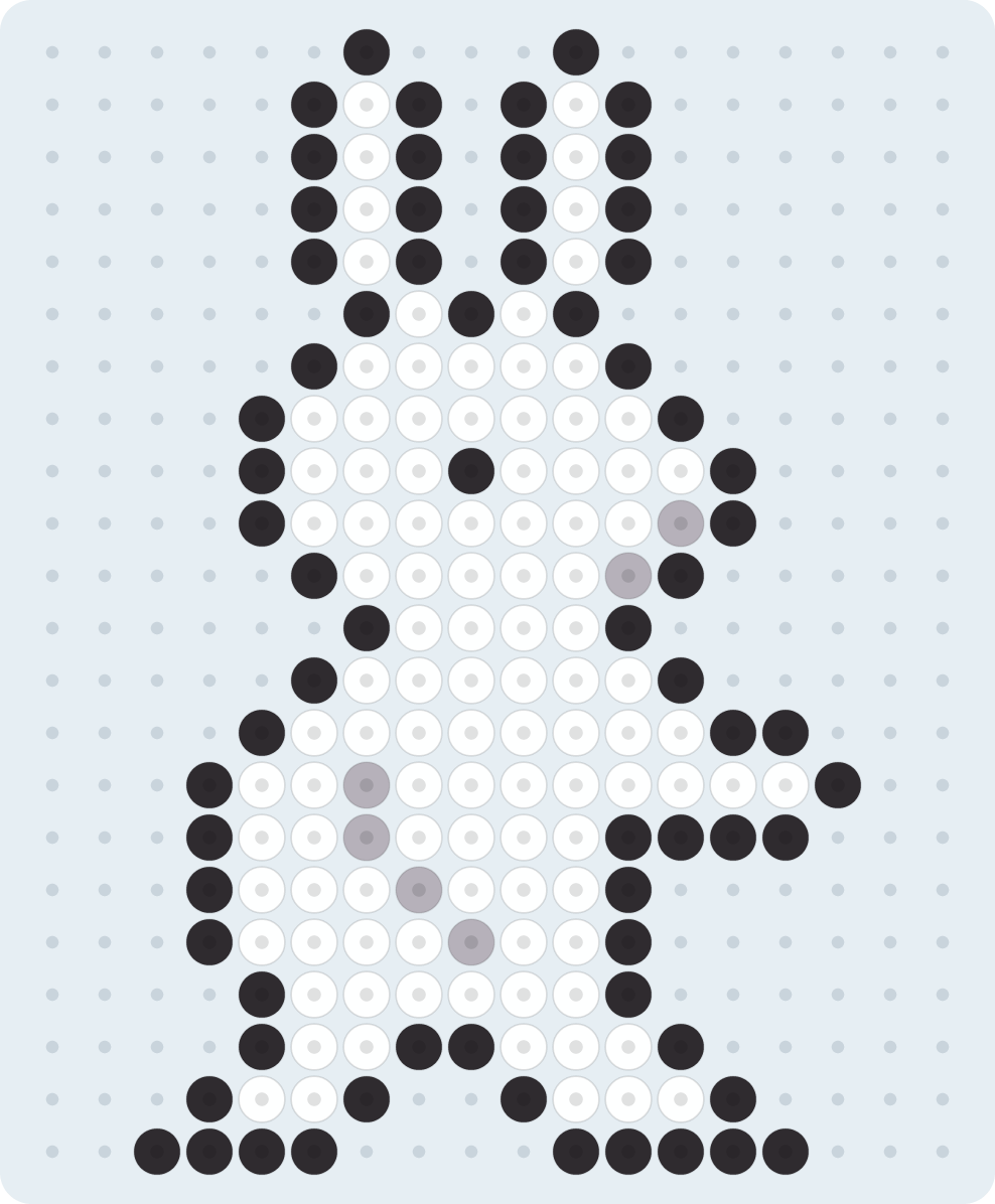 Rabbit from the Choju-giga scrolls Perler bead pattern (2.6 mm, 18×22 beads, 3 colors)