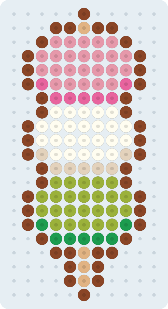 Hanami dango: patrón de hama beads (2,6 mm, 11×21 cuentas, 8 colores)