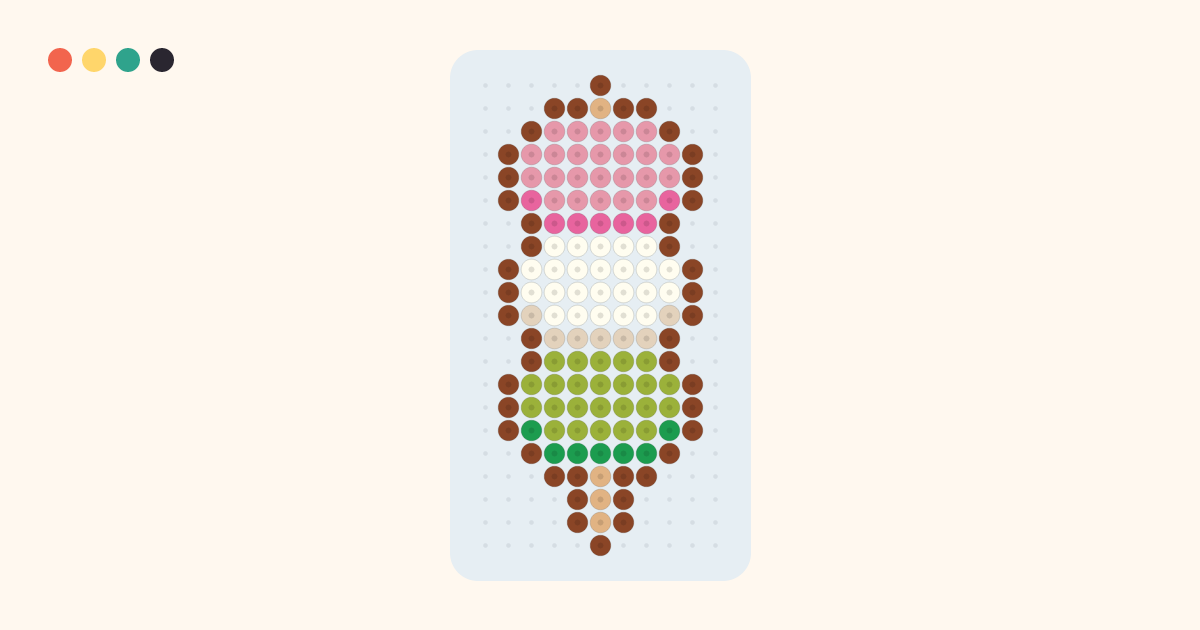Hanami Dango fuse bead pattern (11×21 beads, 8 colors)