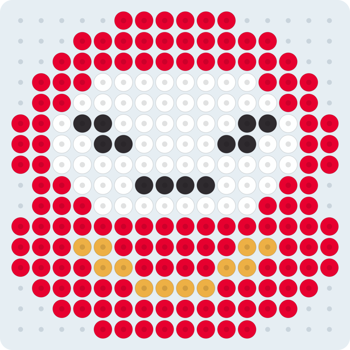Daruma: patrón de hama beads (2,6 mm, 16×16 cuentas, 4 colores)