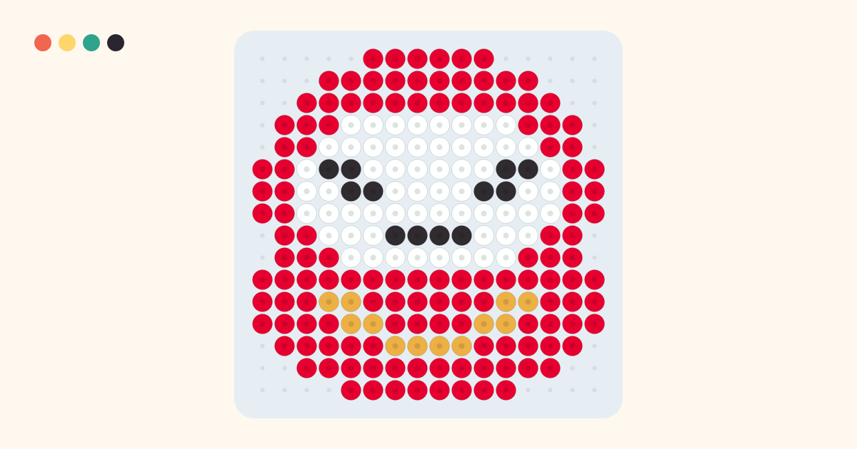 Daruma fuse bead pattern (16×16 beads, 4 colors)