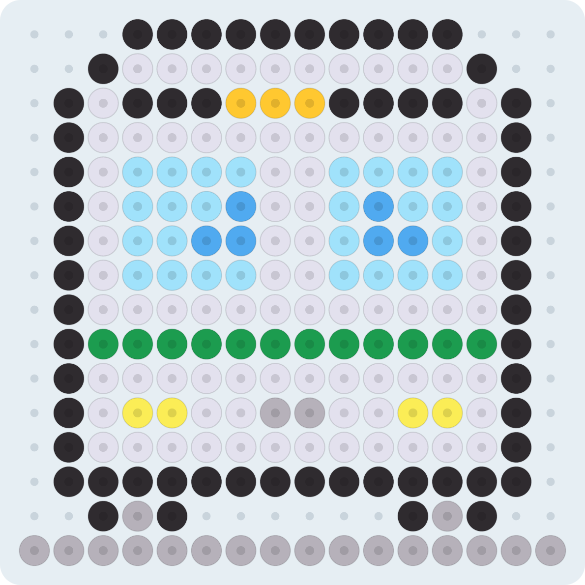 電車のアイロンビーズ図案(2.6mm・16×16粒・8色)