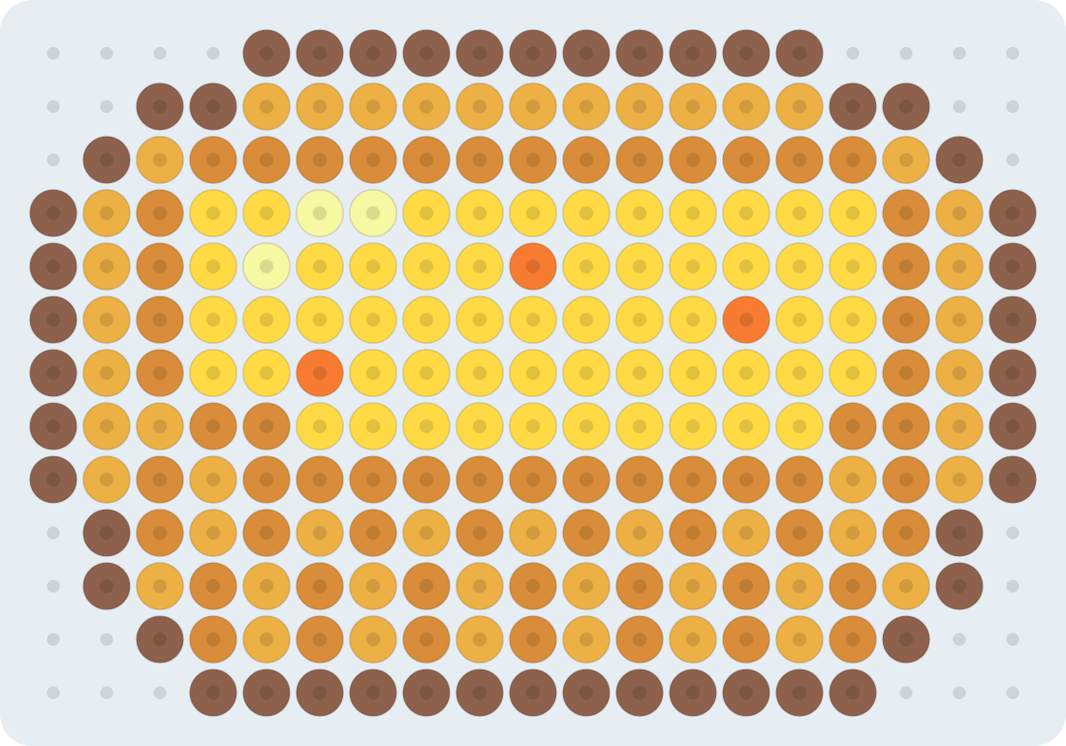 エッグタルトのアイロンビーズ図案(2.6mm・19×13粒・6色)