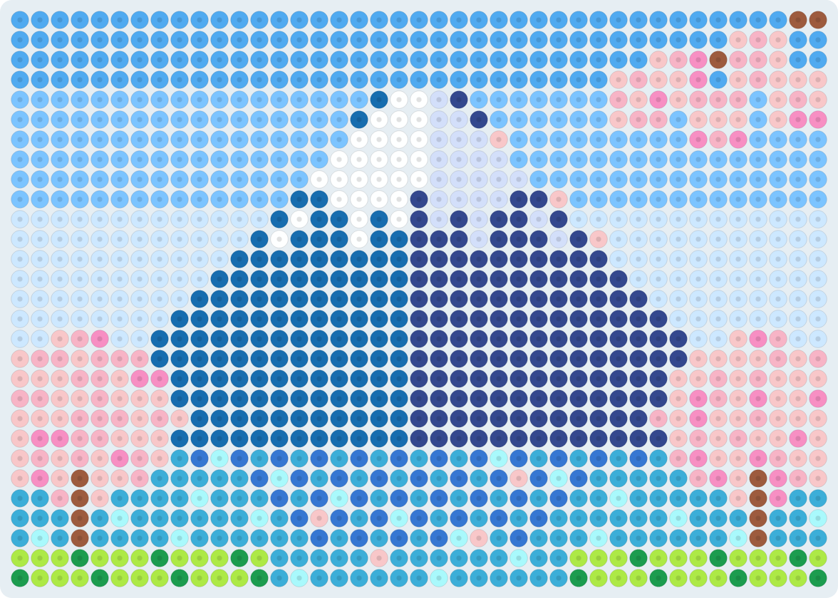 富士山と桜の風景のアイロンビーズ図案(2.6mm・41×29粒・16色)