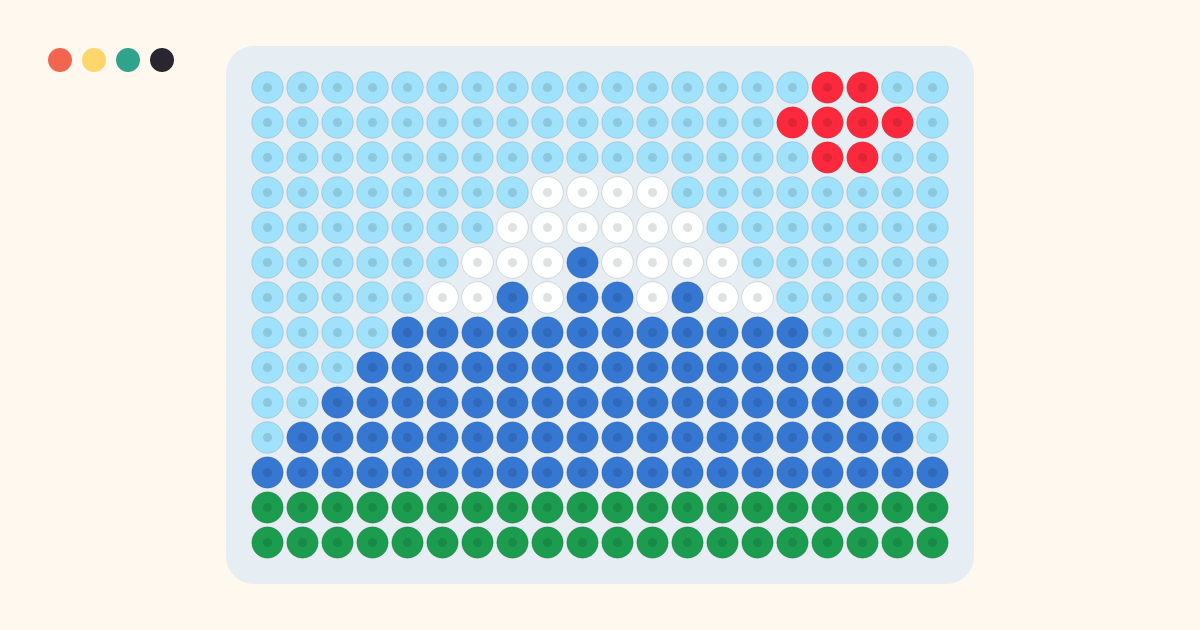 Mount Fuji fuse bead pattern (20×14 beads, 5 colors)