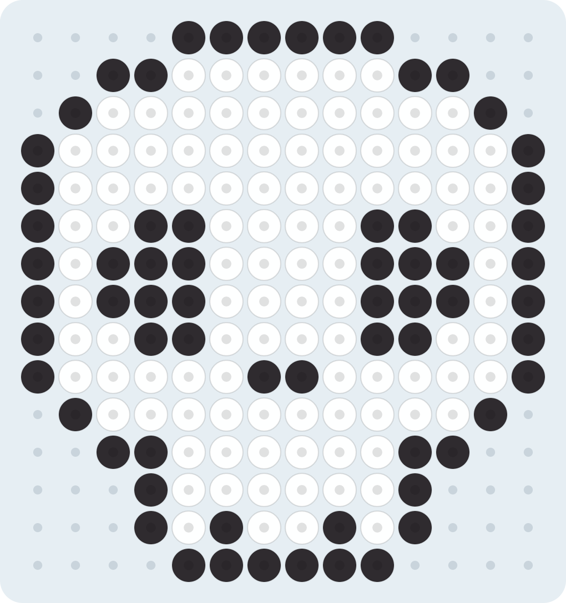 がいこつのアイロンビーズ図案（2.6mm・14×15粒・2色）