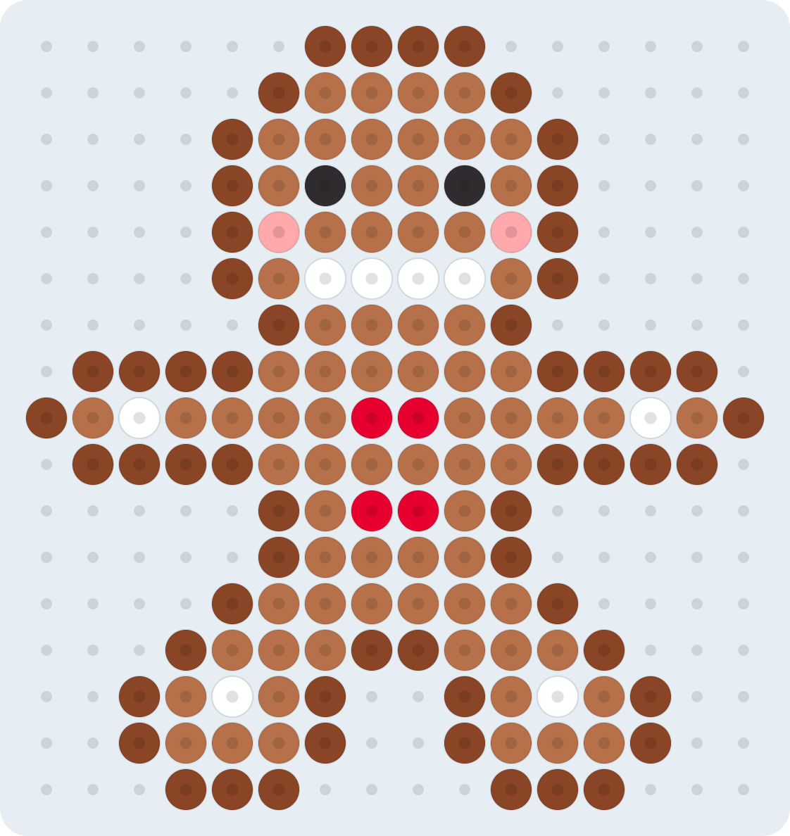 Hombre de jengibre: patrón de hama beads (2,6 mm, 16×17 cuentas, 6 colores)