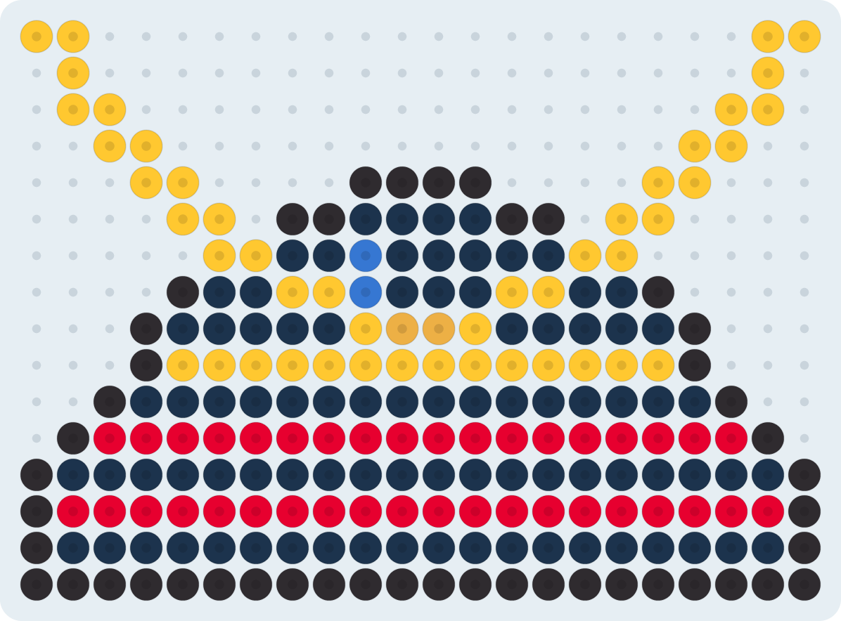 Samurai helmet for Children's Day Perler bead pattern (2.6 mm, 22×16 beads, 6 colors)