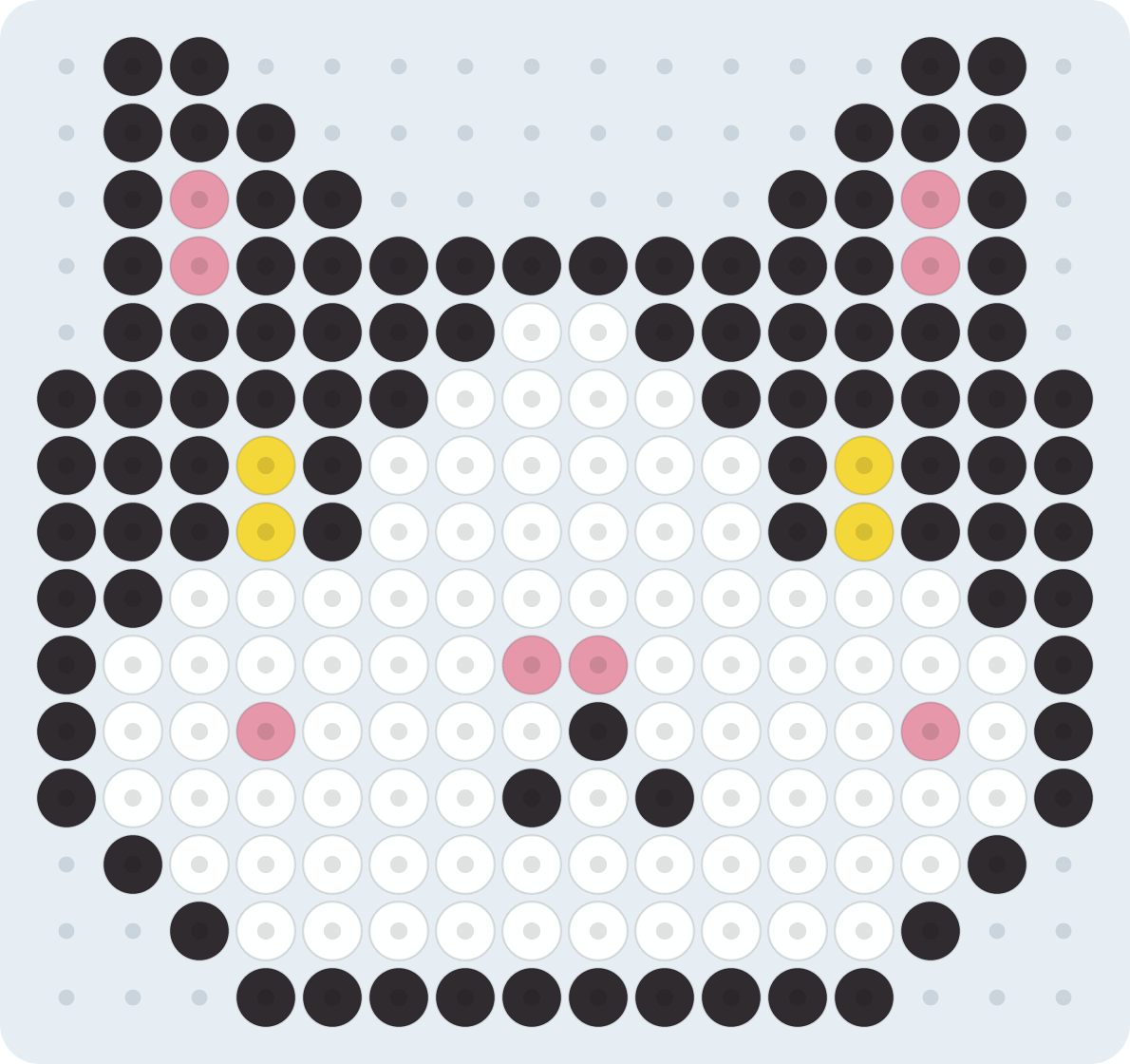 Gato esmoquin: patrón de hama beads (2,6 mm, 16×15 cuentas, 4 colores)