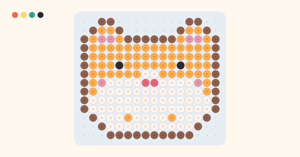 Hamster fuse bead pattern (16×14 beads, 6 colors)
