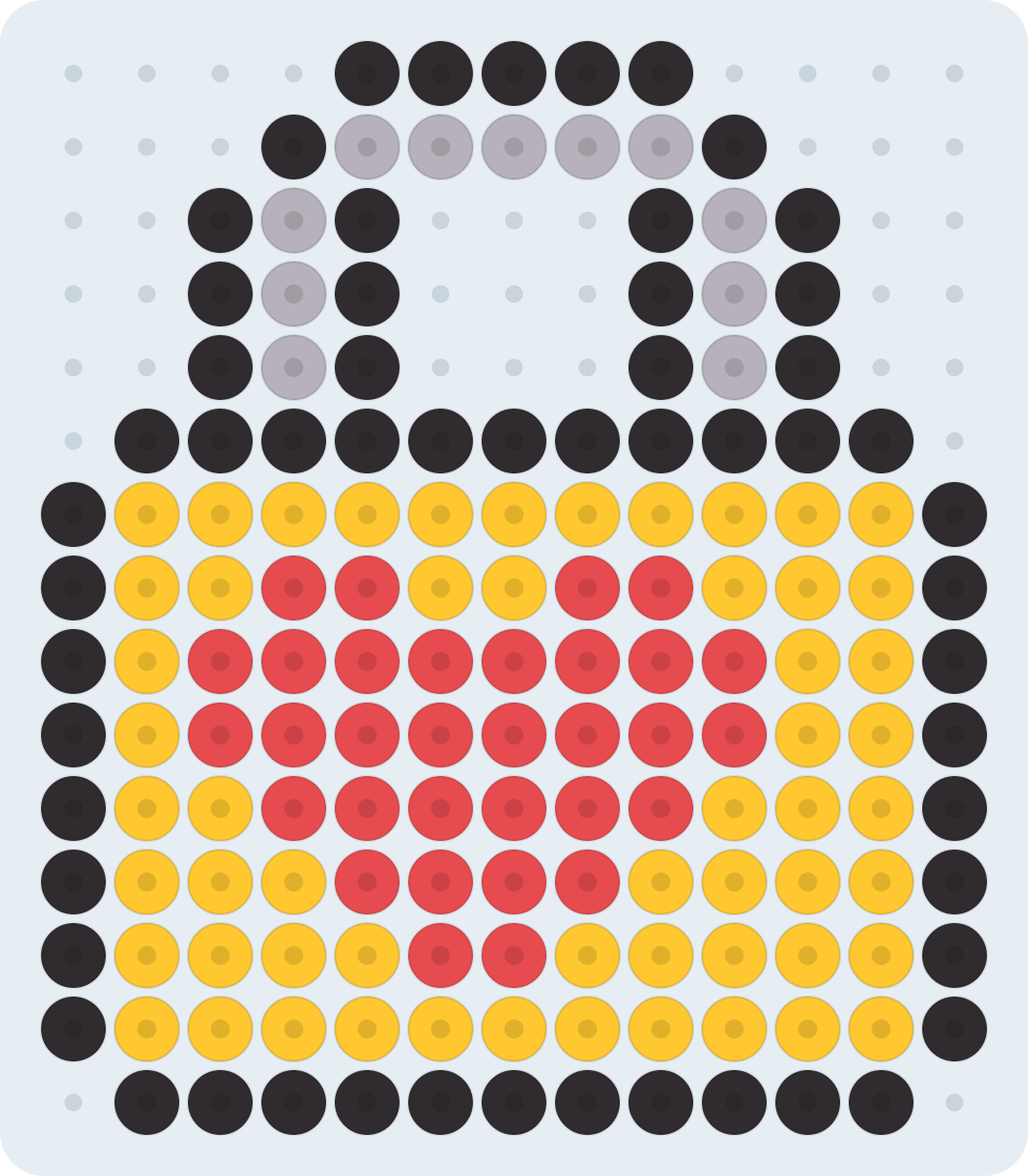 Heart Padlock fuse bead pattern (2.6 mm, 13×15 beads, 4 colors)