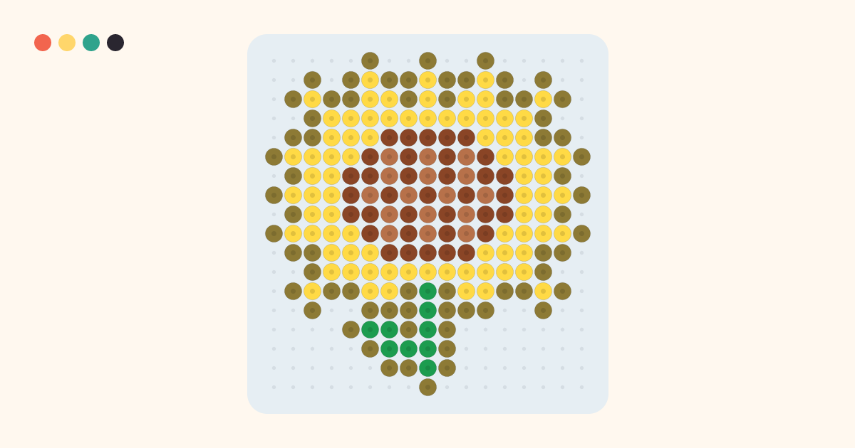 Sunflower fuse bead pattern (17×18 beads, 5 colors)