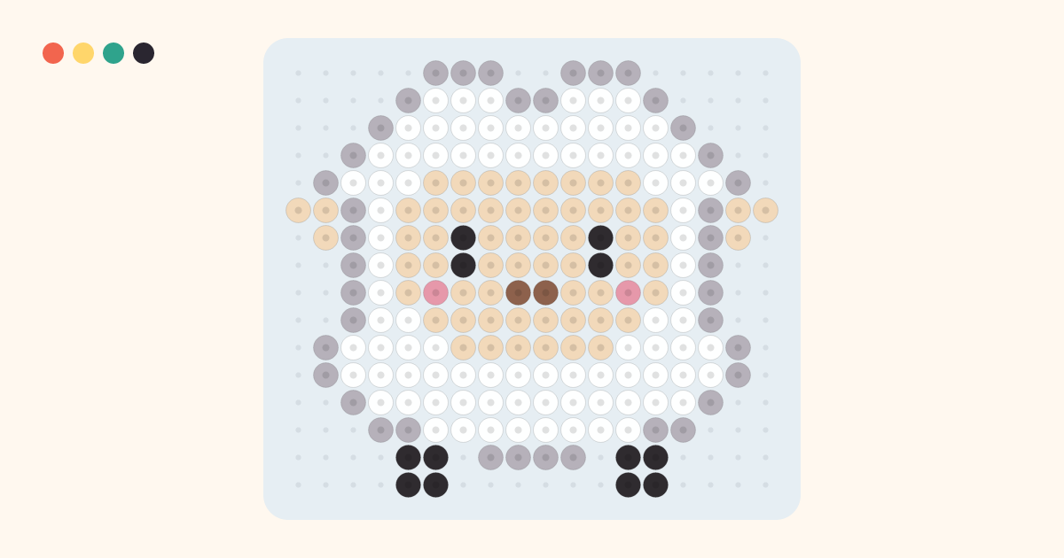 Sheep (2027 Zodiac Animal) fuse bead pattern (18×16 beads, 6 colors)