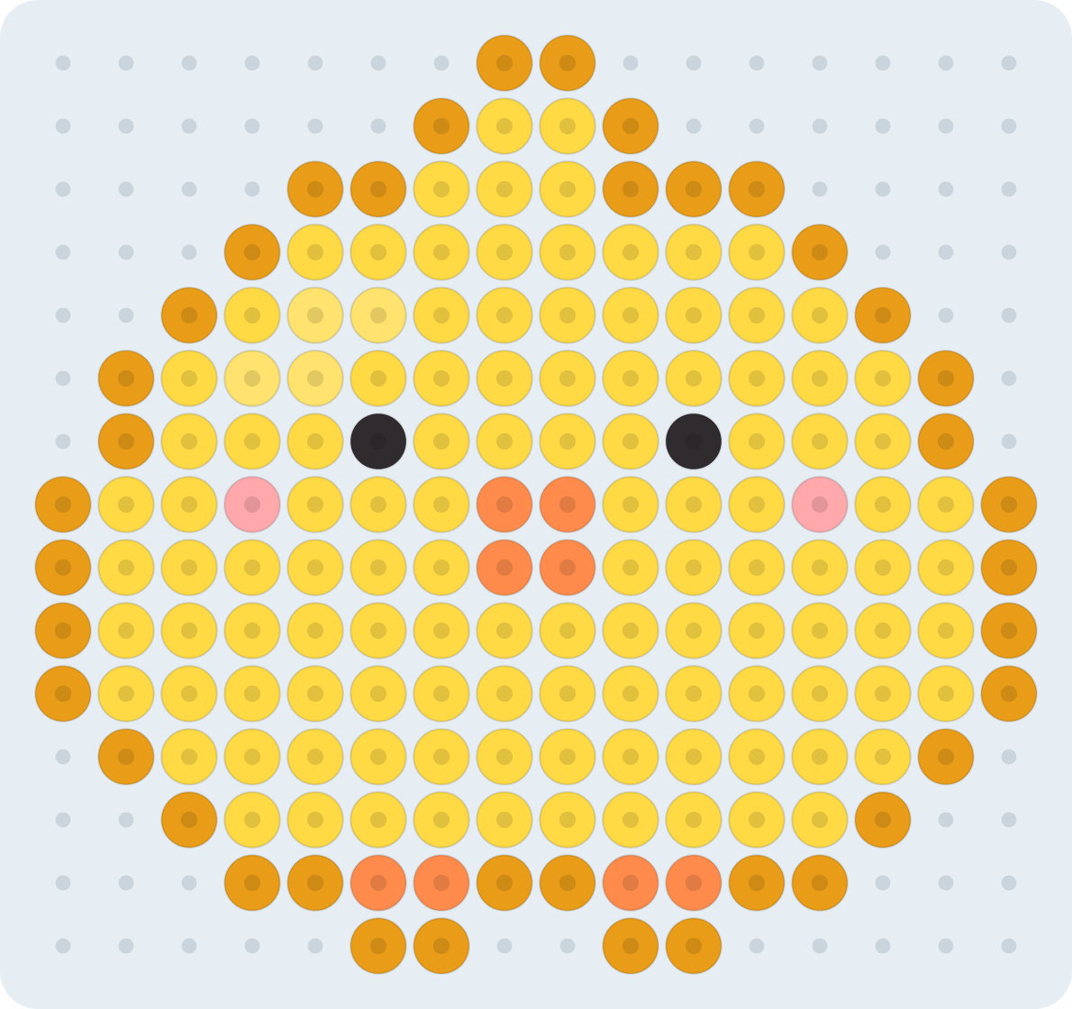 Pollito: patrón de hama beads (2,6 mm, 16×15 cuentas, 6 colores)