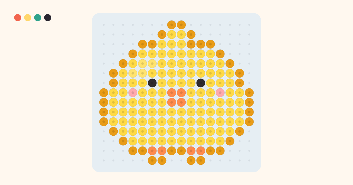 Chick fuse bead pattern (16×15 beads, 6 colors)