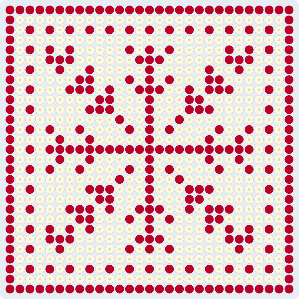 北欧風コースター（雪の結晶）のアイロンビーズ図案（2.6mm・29×29粒・2色）