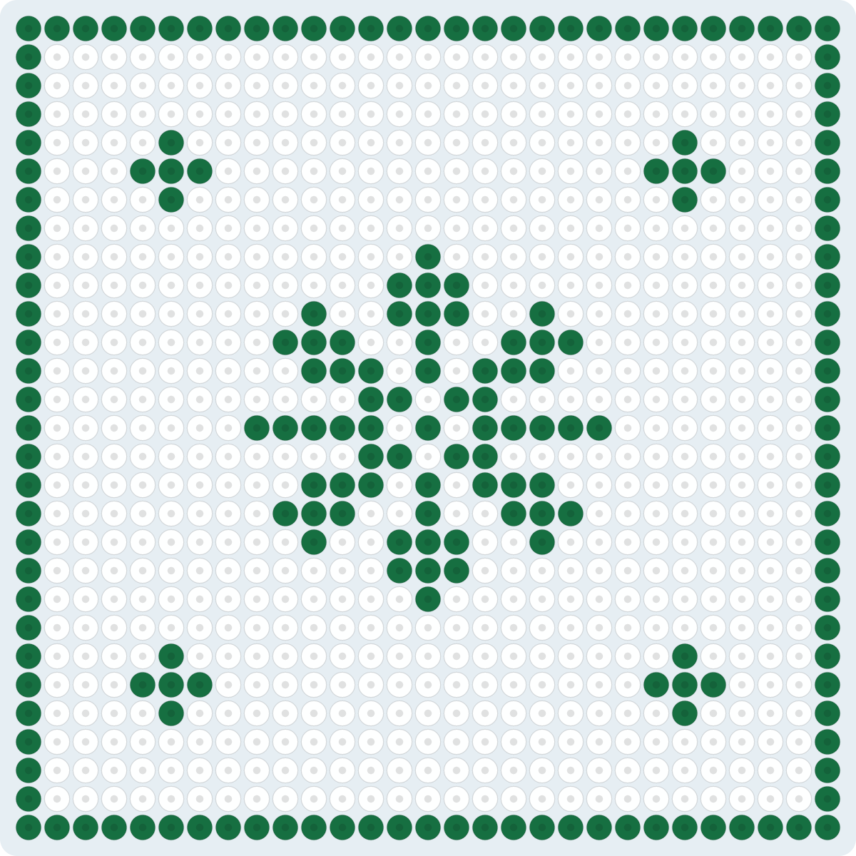 Nordic Coaster (Flower) Perler bead pattern (2.6 mm, 29×29 beads, 2 colors)