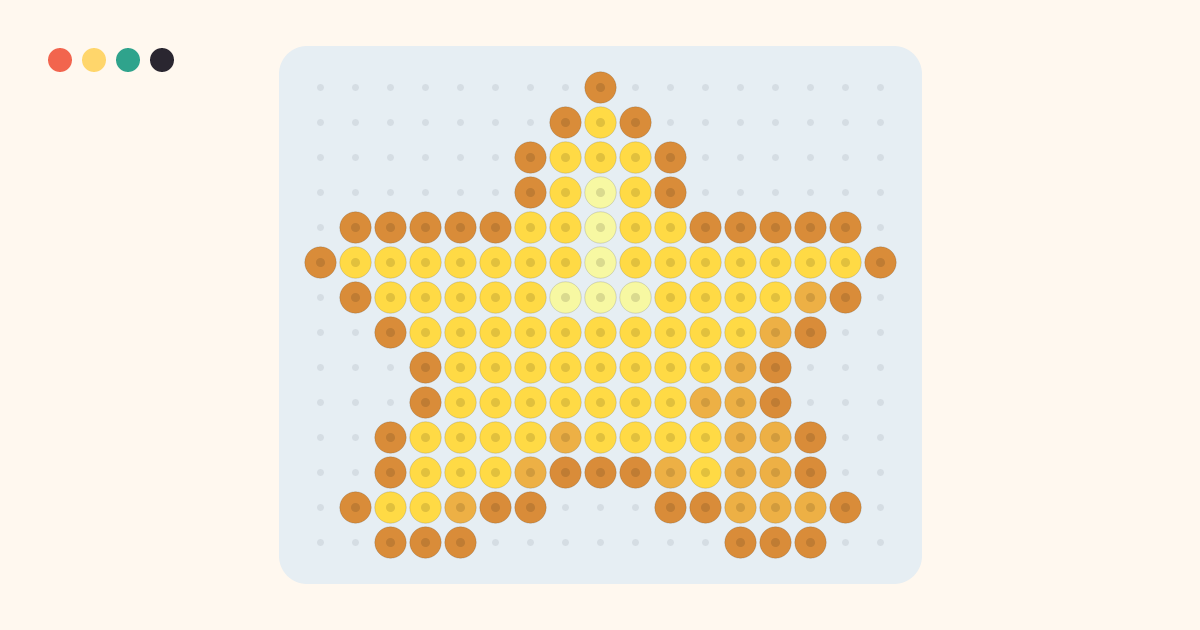 Star fuse bead pattern (17×14 beads, 4 colors)