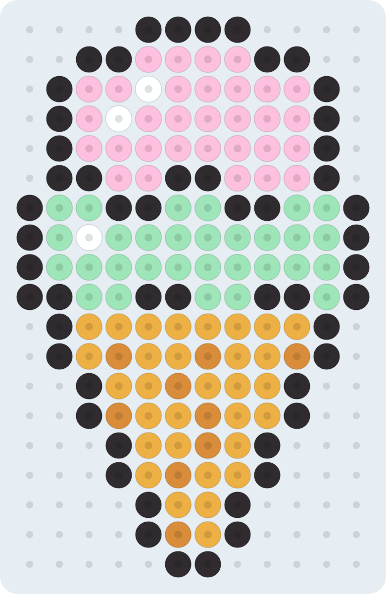 Ice Cream Cone fuse bead pattern (2.6 mm, 12×19 beads, 6 colors)