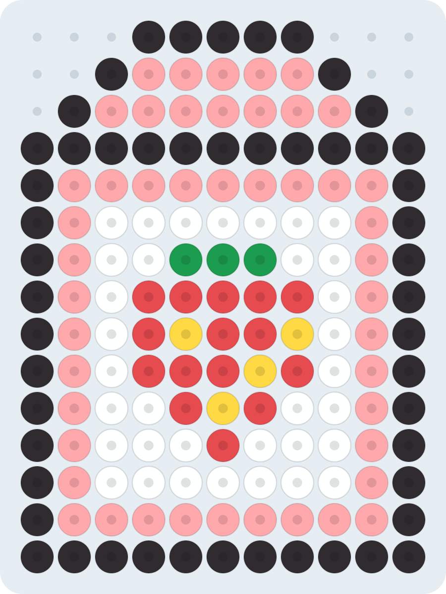 いちごミルクのアイロンビーズ図案(2.6mm・11×15粒・6色)