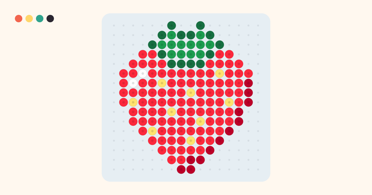 Strawberry fuse bead pattern (16×16 beads, 6 colors)