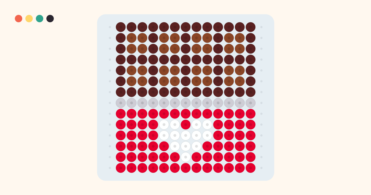 板チョコのアイロンビーズ図案（15×14粒・5色）