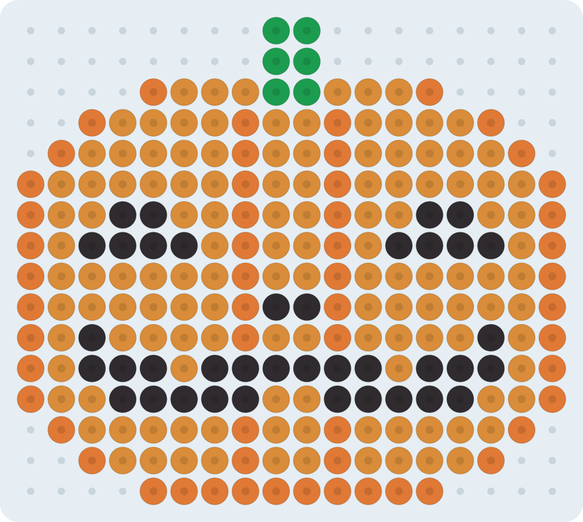 Calabaza de Halloween: patrón de hama beads (2,6 mm, 18×16 cuentas, 4 colores)
