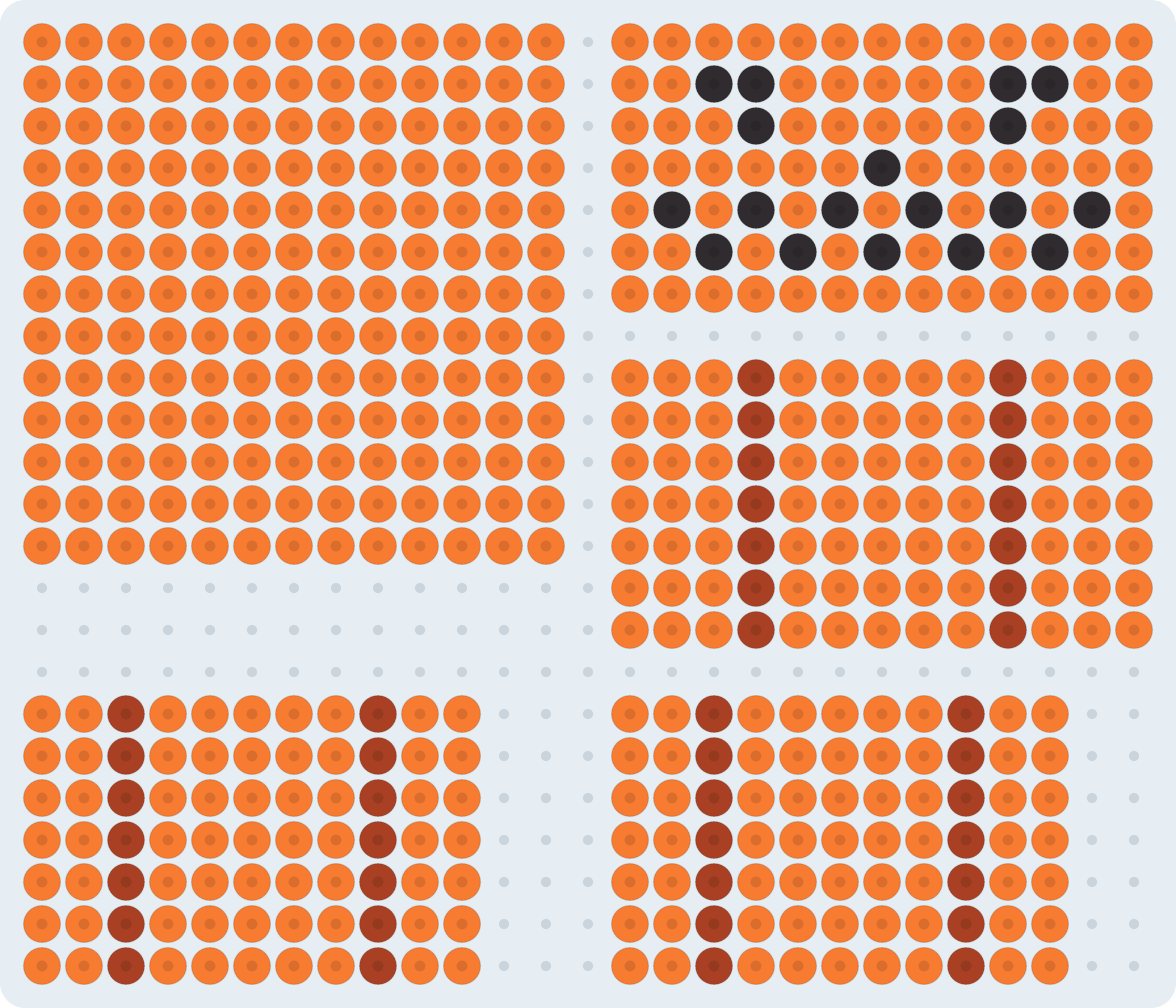 かぼちゃの小物入れ（立体）のアイロンビーズ図案（2.6mm・27×23粒・3色）