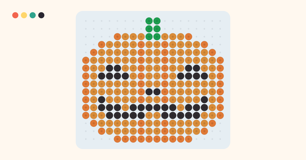 Halloween Pumpkin fuse bead pattern (18×16 beads, 4 colors)