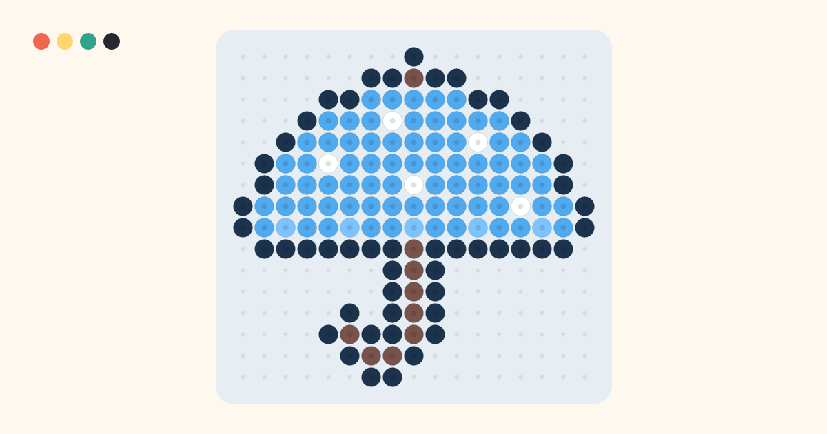 Umbrella fuse bead pattern (17×16 beads, 5 colors)