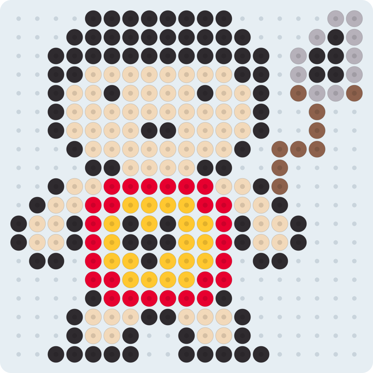 金太郎のアイロンビーズ図案(2.6mm・19×19粒・6色)