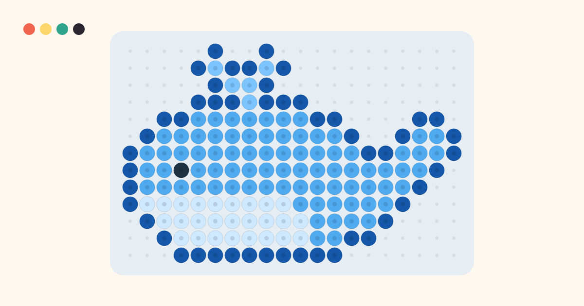 Whale fuse bead pattern (20×13 beads, 5 colors)