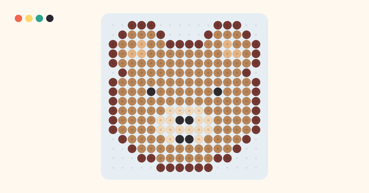 Bear fuse bead pattern (16×16 beads, 5 colors)