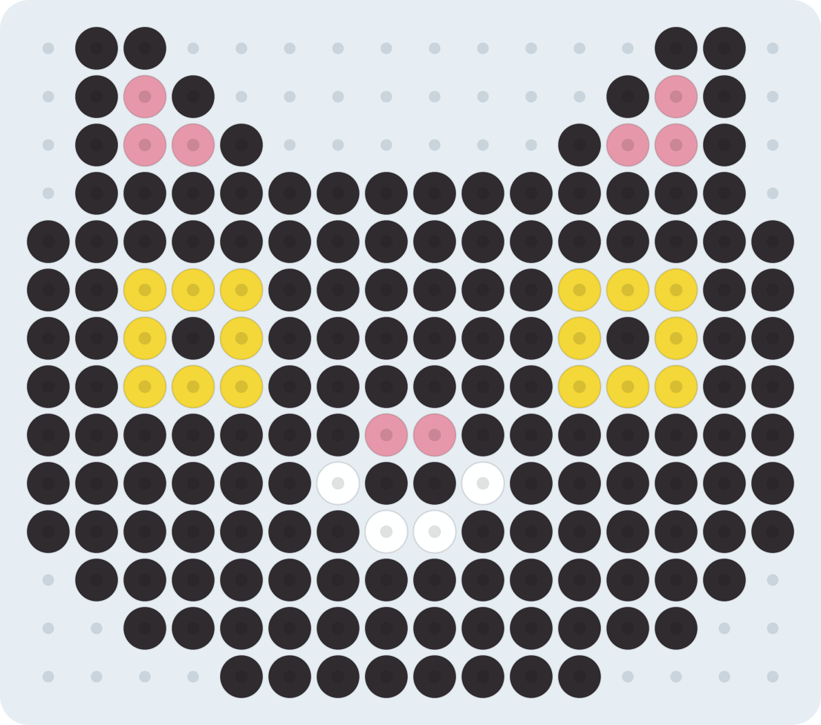 Gato negro: patrón de hama beads (2,6 mm, 16×14 cuentas, 4 colores)