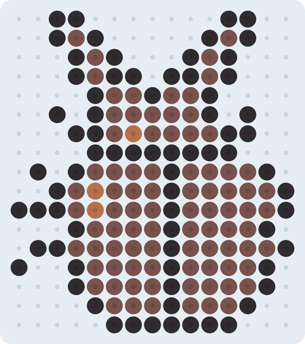 Stag Beetle fuse bead pattern (2.6 mm, 15×17 beads, 3 colors)