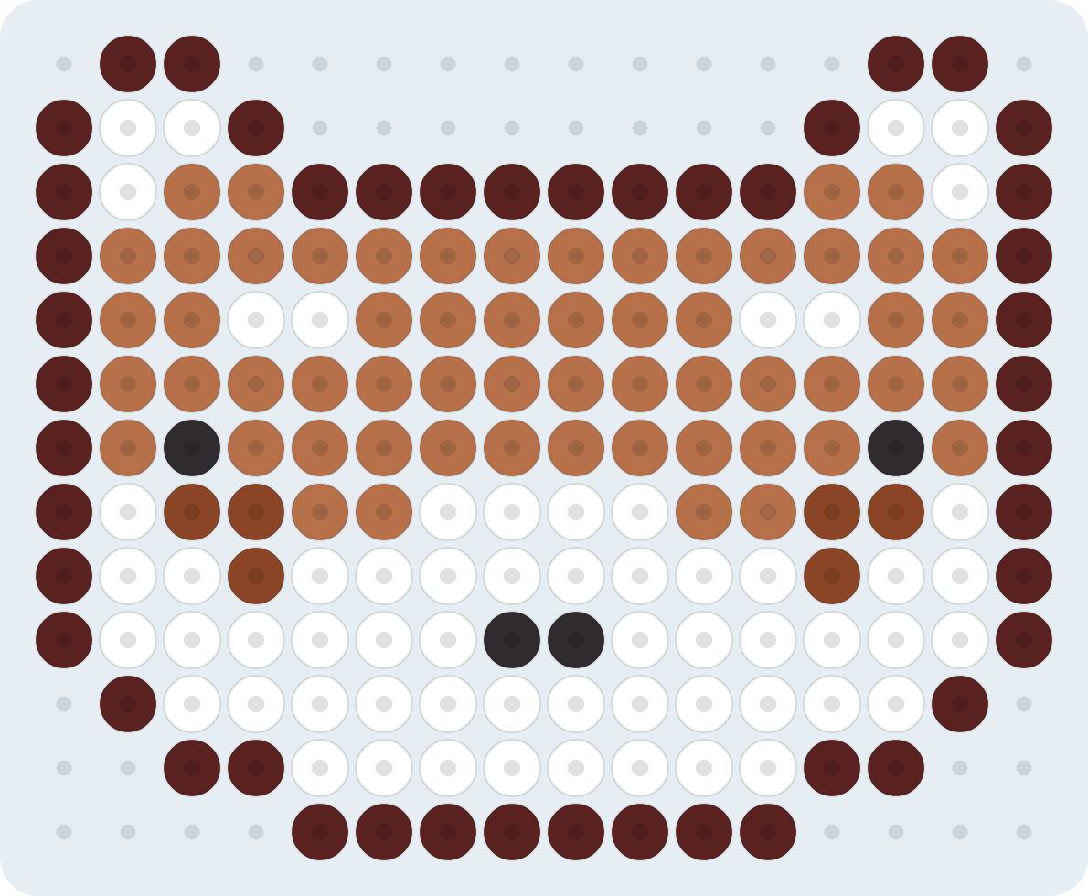 レッサーパンダのアイロンビーズ図案(2.6mm・16×13粒・5色)